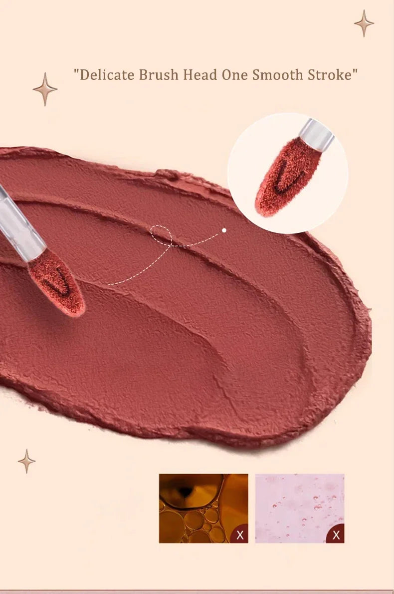 Chocolate Cloud Matte Lipstick Velvet Lip Gloss Brown Red Liquid Lip Glaze Makeup Smooth Long-Lasting Lip Tint Cosmetics.