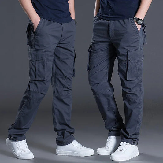 2025, Baumwolle, mehrere Klappentaschen, Herren-Cargohose mit geradem Bein, lockere lässige Outdoor-Hose, Herren-Arbeitshose zum Wandern, taktisch
