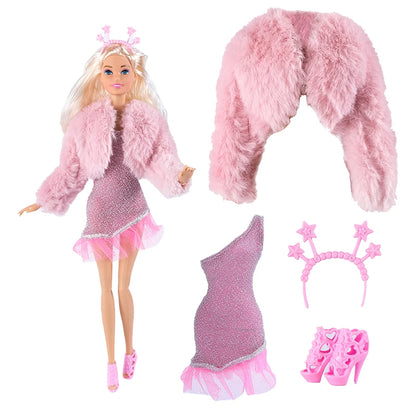 NEW 25 Style Doll Clothes Outfits Pink Winter Sweater Coat Dress Pant Costume Doll House Accessories Christmas Girls Gift.