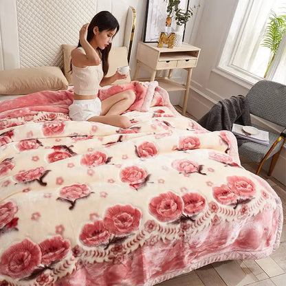 Two People Simple Geometric Printed Blanket Autumn Winter Bedroom Office Nap Quilt Anti Static Machine Washable Bedding Sheets.