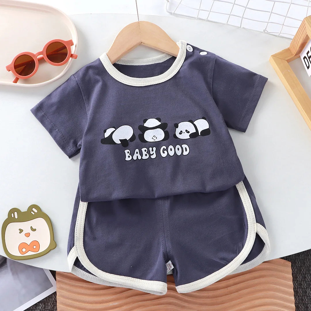 Sommer Baumwolle Cartoon lässig Kinder Set Babykleidung Mädchen Mädchen Jungen T-Shirt + Shorts 2 Stück 0-4 Jahre alte Kinderkleidung.