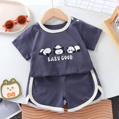 Sommer Baumwolle Cartoon lässig Kinder Set Babykleidung Mädchen Mädchen Jungen T-Shirt + Shorts 2 Stück 0-4 Jahre alte Kinderkleidung.