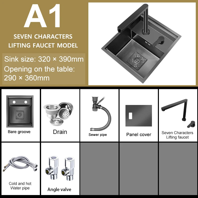 Versteckte Küchen spüle Bar Spüle Kit Klapp hahn Abflussrohr, Drop-In Unterbau Spüle, kleine Edelstahls püle für Workstation RV