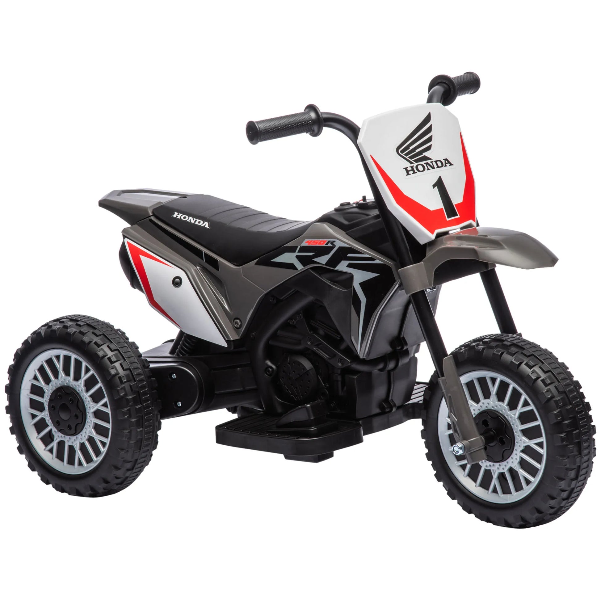 Homcom Children's Electric Motorcycle with Licensed Honda Crf450Rl 71X40.5X43.5Cm Gray.