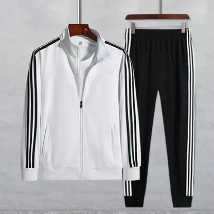Men's Long Sleeve Running Suit Set Stand Collar Morning Run Versatile Slim Fit Sportswear Two Piece Popular Cross-Border.