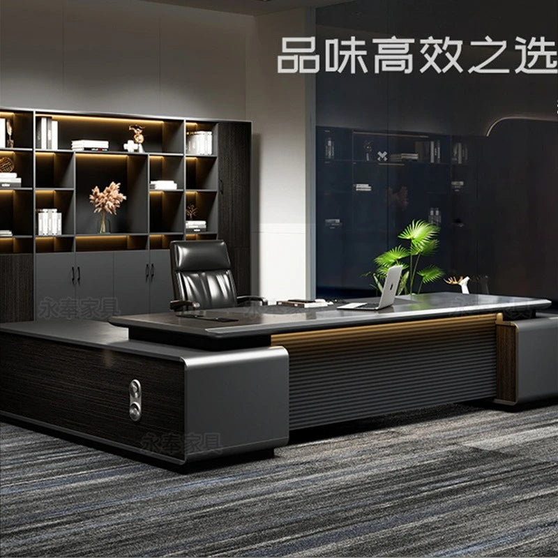 Nordischer minimalistischer Büroschreibtisch, moderner Luxus, Kreativität, Designer, L-förmiger Schreibtisch, fortschrittlicher Raum, Büromöbel, Arbeitstisch FYOD