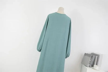 Muslim Loose plus Size Long Sleeve over Knee Pure Color Hooded Gown Spring Autumn Cross Border Fashionable Maxi Dress.