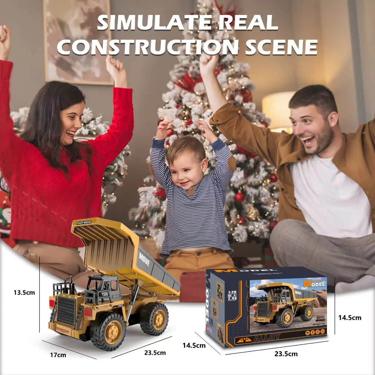 ZWN 1/16 1/20 Remote Control Excavator Dump Truck RC Model Car Toy Professional Alloy Simulation Construction Vehicle for Kids.