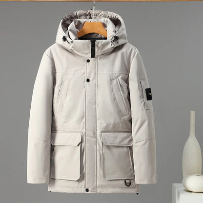 Compass Top Patch Italian Luxury Style  men's Solid color pointy collar single-breasted quilted jacket Nylon Grade 3 waterproof.