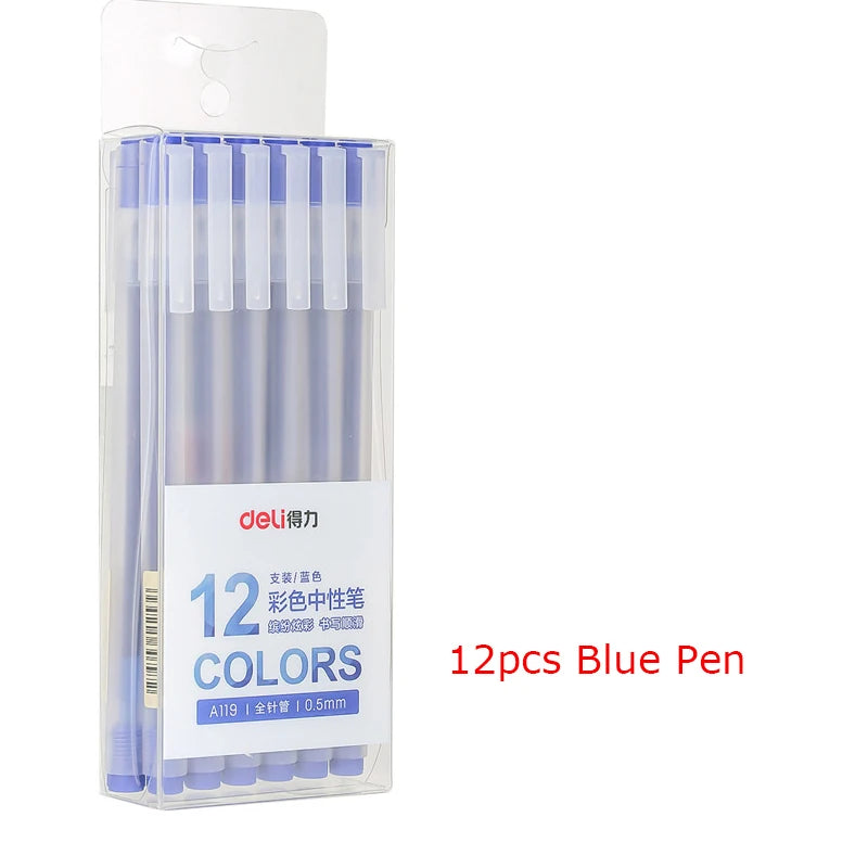 Deli 12 Teile/satz Gel Stift Schule Stifte Set Stift 0,5 MM Farbe Tinte Schreibwaren Student LieferungenWasser-basierte Stift Schreiben malerei Werkzeuge
