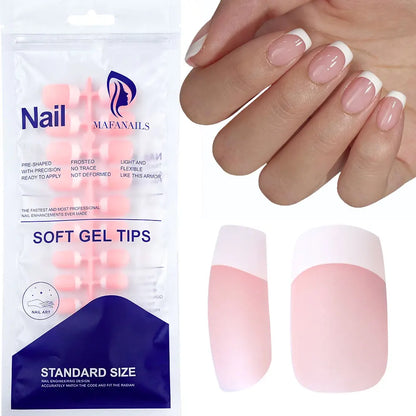 120/150pcs Matte White French Gel Nail Tips Medium Almond Nude Press On Nails 0.75-2.6cm Pink/Nude ABS Soft Gel Nail Flase Tips.