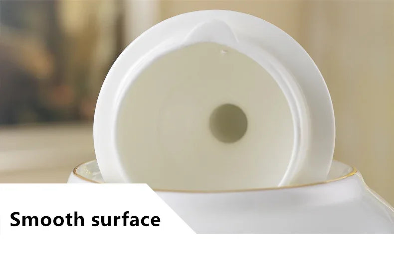 China Coffee Set White Gold Porcelain Tea Advanced Pot Cup Ceramic Mug Sugar Bowl Creamer Teapot Milk Jug Teaset.