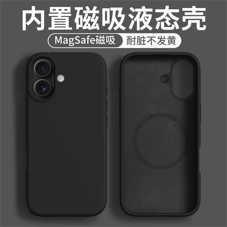 Magnetic Case For iPhone 17 Pro Max 17 Ari MagSafe Luxury Liquid Silicone Comfortable Feel Built in Flocking Protect Cover