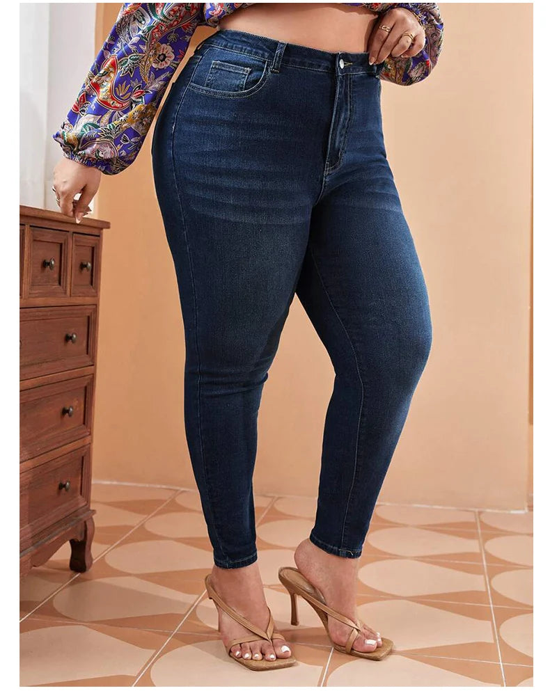 Plus Size Skinny Jeans For Women High Waist Stretch Denim Trousers Mom Jeans Pencil Pants Casual Comfort Trousers Oversize.
