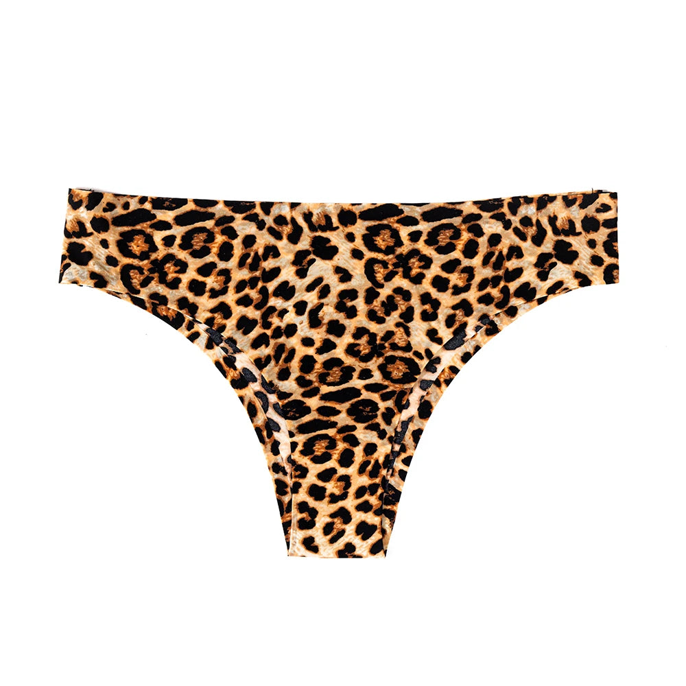 WarmSteps 3Pcs/Set Sexy Leopard Thongs Women's Panties Thongs 2024 New Female Underwear Seamless Printed Panties Ice Silk Briefs.