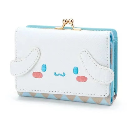 Sanrio Hello Kitty Bag Kawaii Cinnamoroll My Melody Kuromi Casual Fashion PU Leather Wallet Cute Folding Card Bag Birthday Gifts.