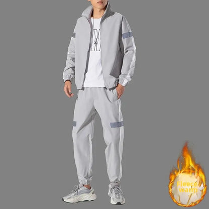 Trendy Men's Sportswear Set Casual Open Cardigan Sweatshirt Jacket with Pants Autumn Winter New Style Cross-Border Clothing