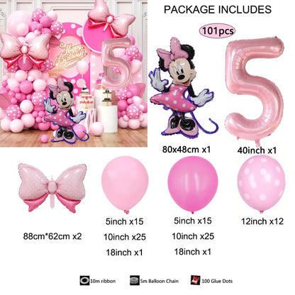 1Set Cartoon Minnie Maus Rosa Anzahl Ballons Girlande Bogen Kit Set Mädchen Prinzessin Geburtstag Party Baby Dusche Dekoration Geschenke.