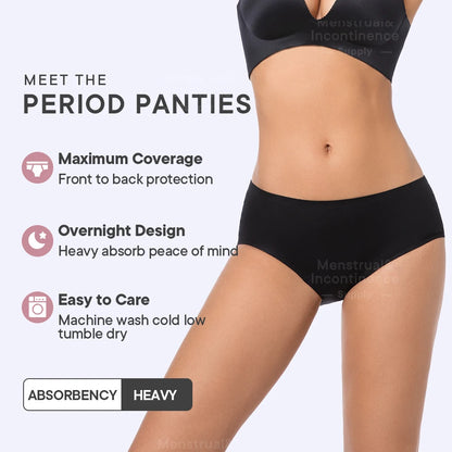 Women's Physiological Briefs Bamboo Fiber Super Absorption Mid-waist Menstrual Panties 4-Layer Leakproof    Protection.