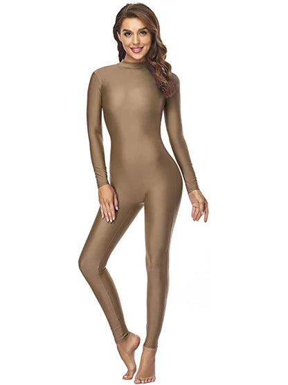Unisex  Turtleneck Unitard Full Body Leotard  Long Sleeve Yoga Bodysuit Women Catsuit Daily Fitness Wear Cosplay Suits