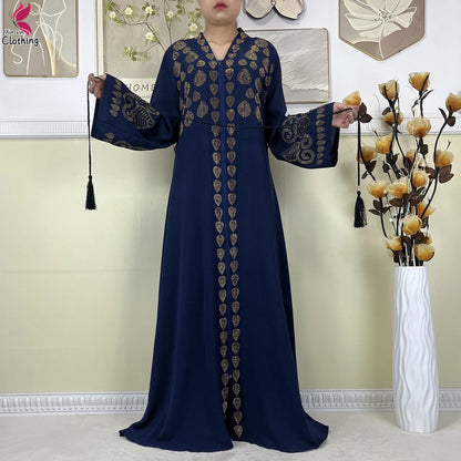 New Style Women Muslim Dress Chiffon Open Abaya 2024 Dubai Women Elegant Dress Islamic Clothing Zipper Cardigan Abaya With Scarf.