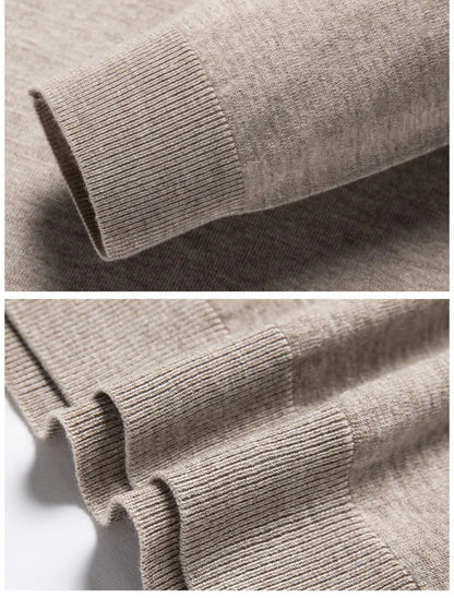 Men's Fashion Cashmere Sweater 100% Merino Wool Pullover Casual Loose POLO Knitted Bottom Shirt Jacket for Autumn Winter.
