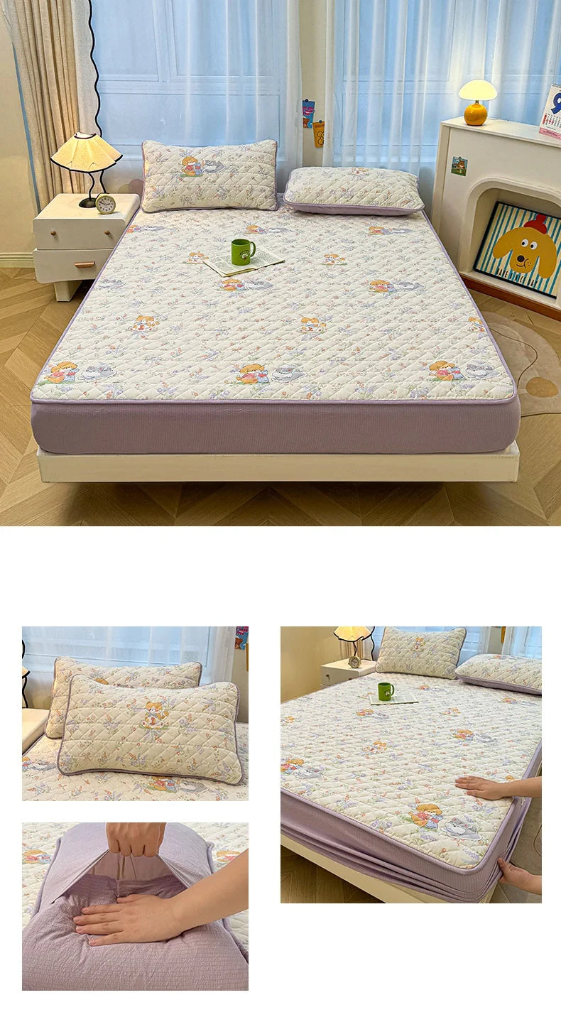 Non-slip Bed Cover Queen/King Size Bedspread Thicken Bed Linen Home Mattress Protector cubre colchón (Pillowcase Need Order).