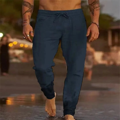 Männer Strand Hosen Jogger Streetwear Baumwolle Leinen Jogginghose Casual Hosen Hawaiian Urlaub Lose Sommer Gerade Hosen Männlich