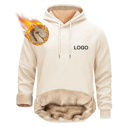 Customized Fleece Liner Hoodies Men Fashion Autumn and Winter Long Sleeve Personality Printed Sweatshirts Hoody Thick Pullovers.