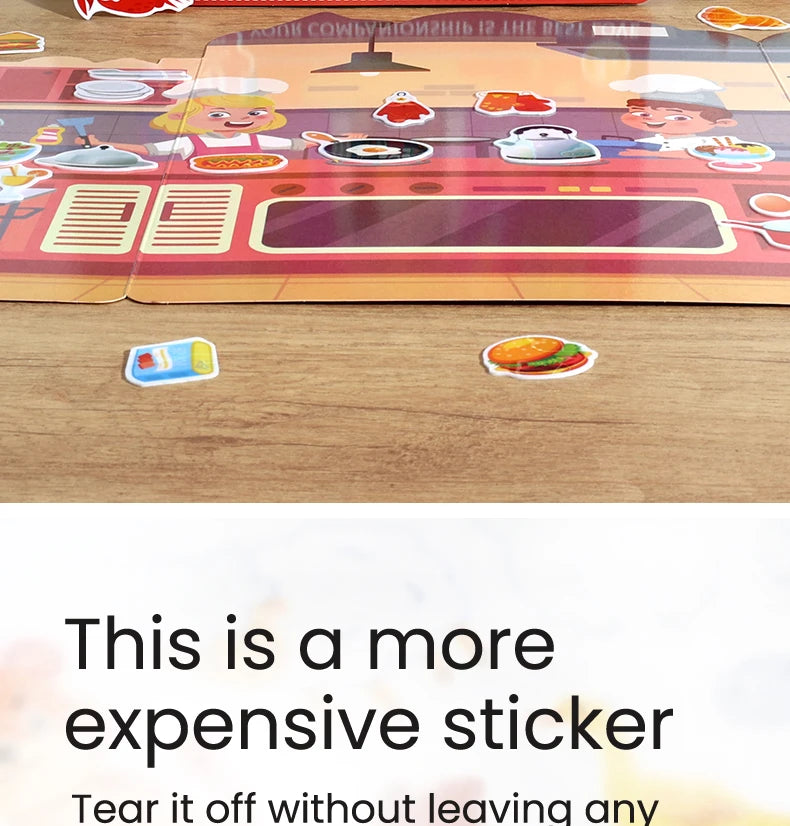 Kids' Reusable Castle Jelly Sticker Book Multi-Theme DIY Creative Jelly Stickers Portable Quiet Busy Book Montessori Sticker Toy.