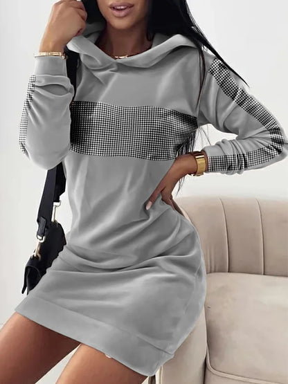 Women Long Sweater Dresses LOVE Print Hooded Loose High Collar Sweatshirts Long Sleeve Pullover Fall Winter Y2K Street Style Top.