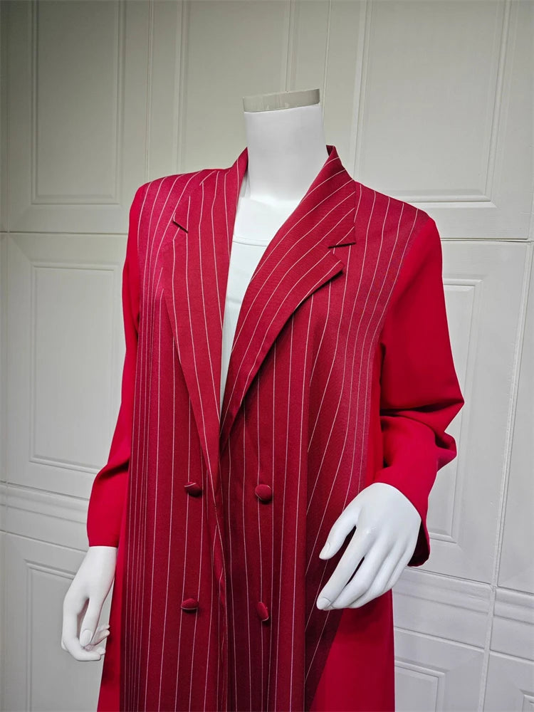 Ramadan Eid Red Kimono Open Abaya Damen Dubai Luxury Islam Muslim Summer Women Kebaya Kaftan Robe Femme Musulmane without hijab.