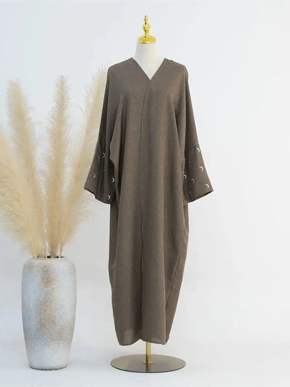 Moon Embroidery Open Abaya 2024 New Luxury Kimono Coat Hijab Muslim Sets for Women Islam Retro Modest Clothing for Party Kebaya