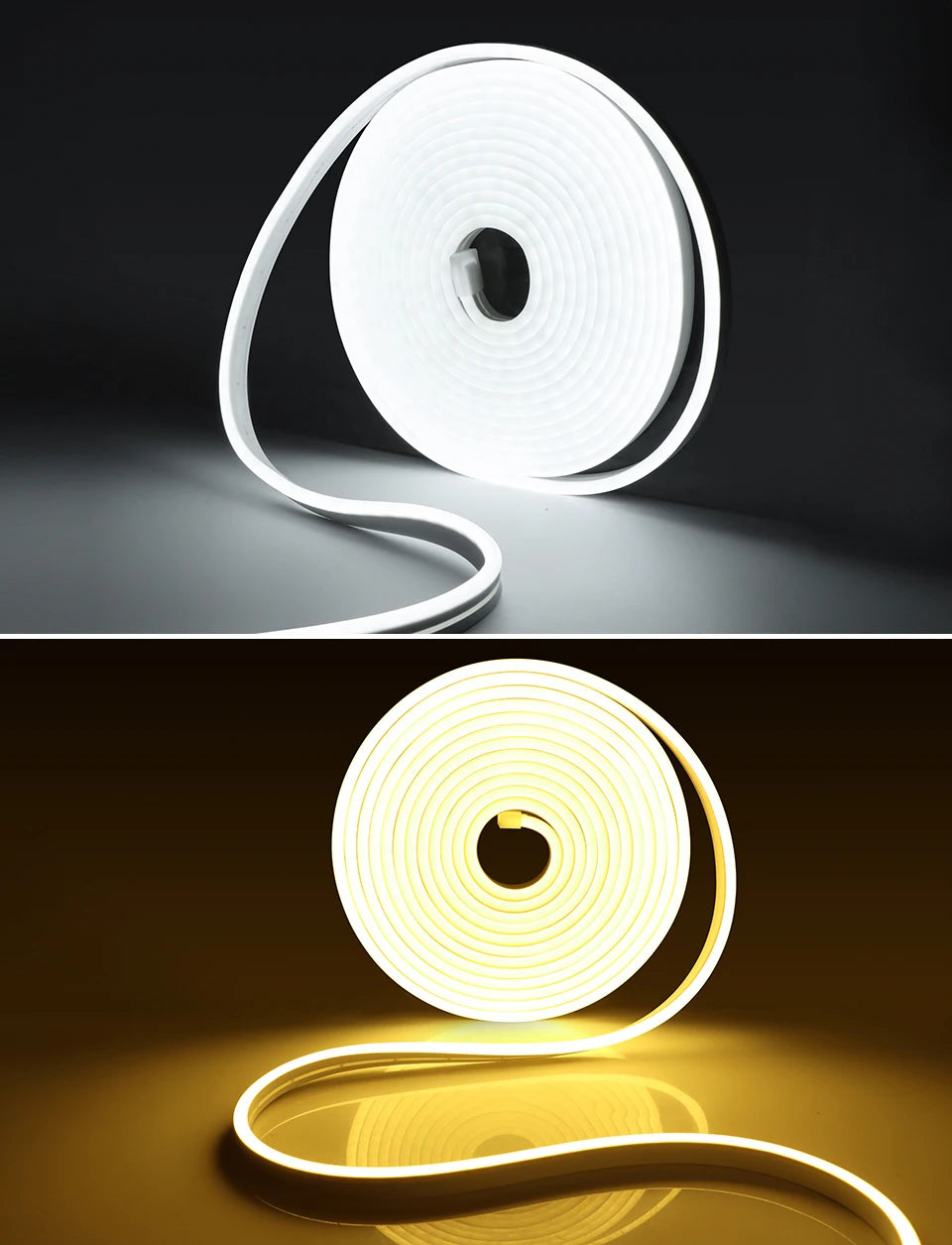 DC24V 10M/5M Silicone Tube Neon LED Strip Light With 2 Wireless Moveable PIR Motion Sensor Switches For Bedroom Corridor Stairs.