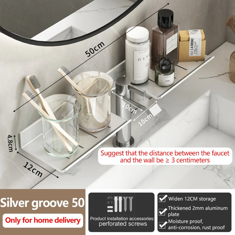 Badezimmerregal aus Aluminium, Badezimmerregal, WC-Lagerregal, WC- und Küchenregal, zum Aufhängen an der Wand, stanzfreies Regal