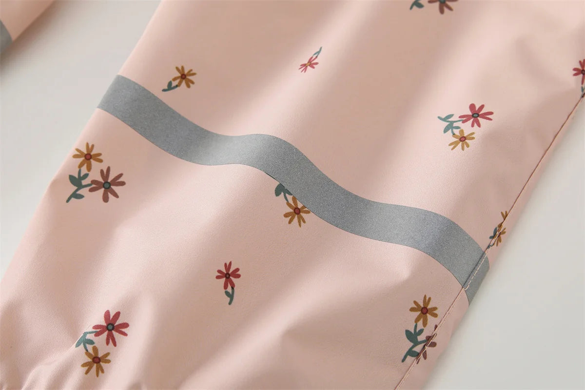 HONEYKING Children's Clothing Sets Raincoat Suit Baby Waterproof Overalls Pants Girls Jumpsuit For Kids Jacket And Trousers Set.