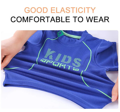 Children Clothing Set Kids Short Sleeved Summer Outfit Quick Drying Football Set Boy Girl Sport Wear Soft Breathable 1-12 Years.