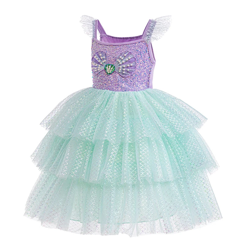 Mädchen elegante Regenbogen Prinzessin Kleid mit Bowknot Flatter Trim Mesh Kleid Tutu Kleid für Party, Performance Tutu Kleid