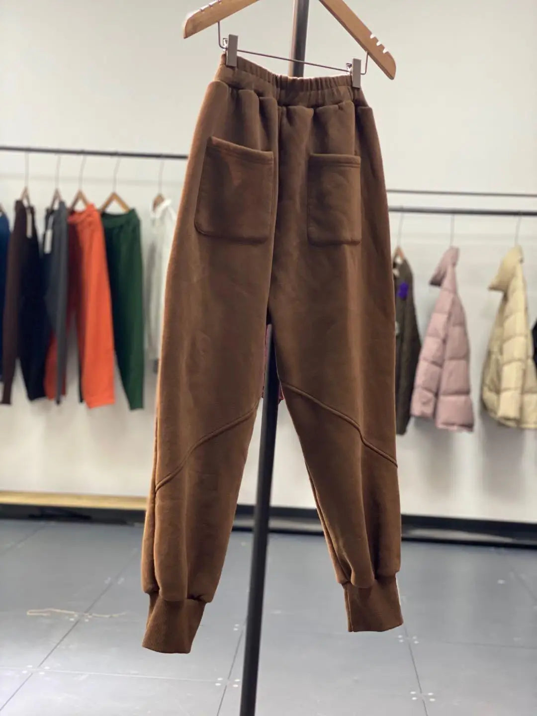 Autumn/Winter 150kg American Retro Cuffed Casual Trousers Men's Korean Slimming Patchwork Fleece-lined Harem Trousers Sweatpants