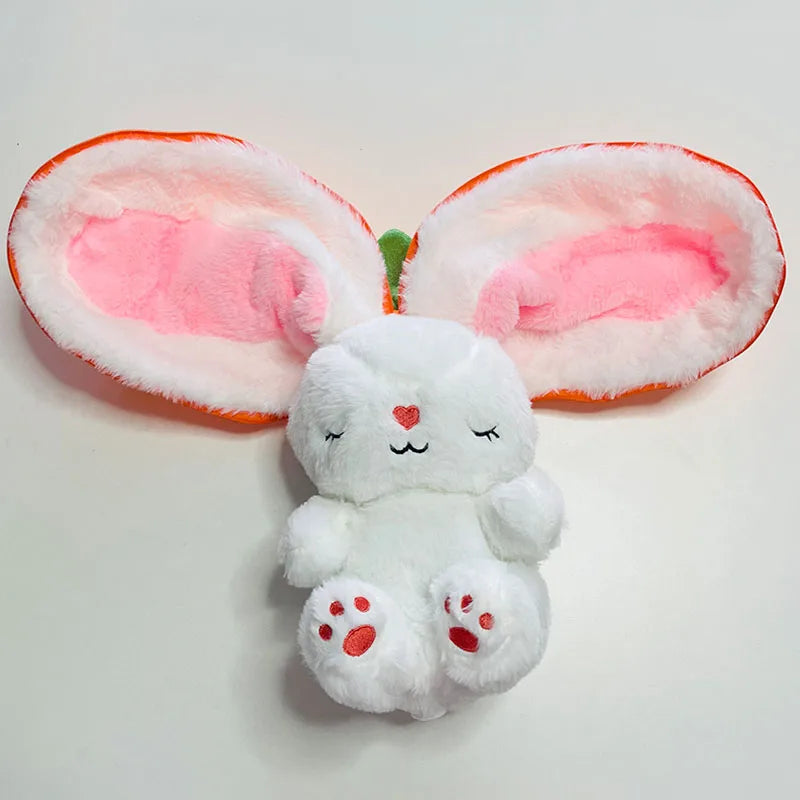 30cm Sleeping Light Doll Kid Birthday Gift Baby Music Strawberry Carrot Rabbit Plush Toys Stuffed Creative Into Bunny Transform.