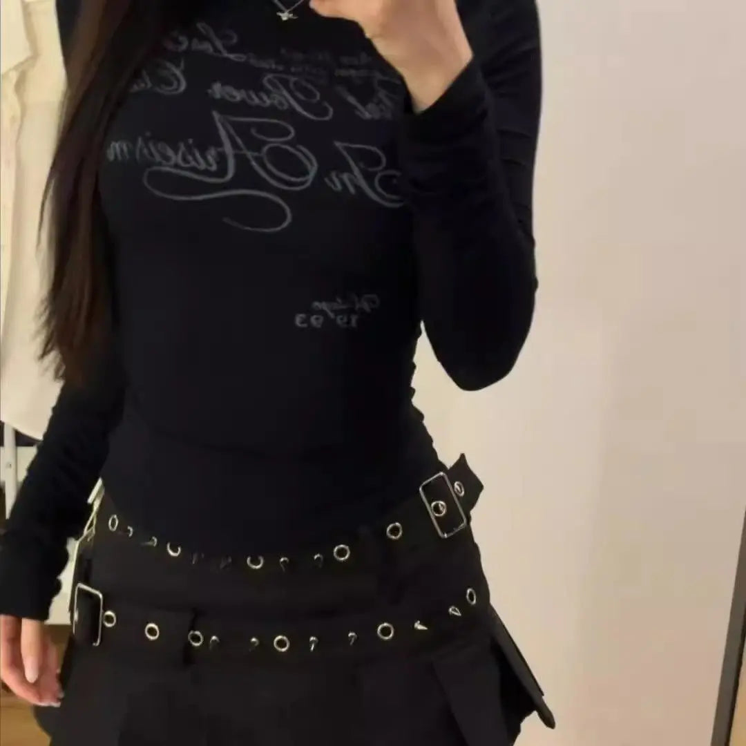 New fashion design double belt pleated skirt for women in summer Korean style versatile high-waisted slim short skirt.