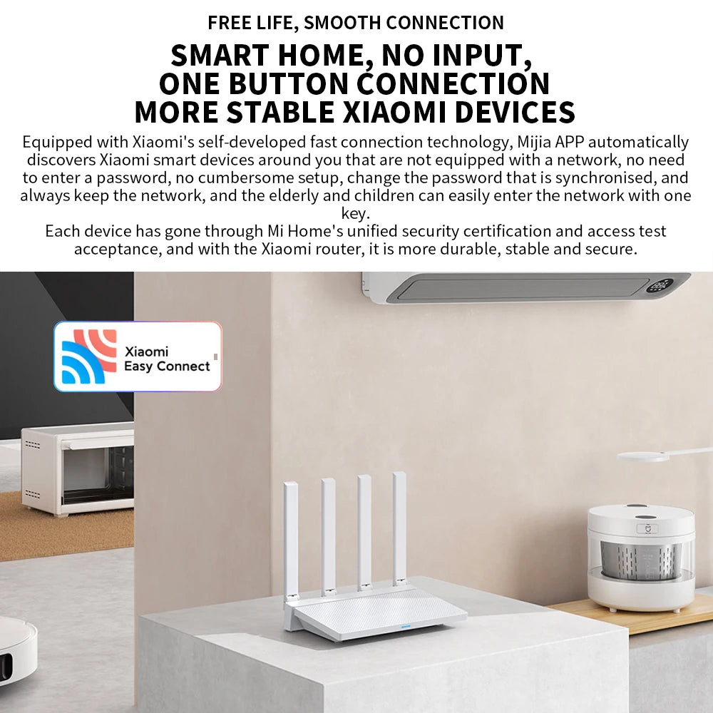 2024 NEW Original Xiaomi AX3000T Router 5GHz 160MHz Broadband 1.3GHz Processor High Speed NFC Connection For Home Office Games.