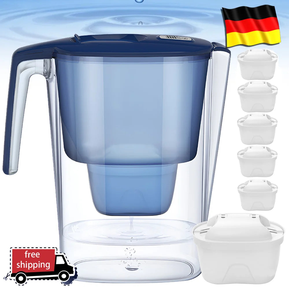 Household Filter Kettle with 6 Filter Device Activated Carbon Water Purifier and Filter Cartridges Non-toxic Filter Wate 3.6L.