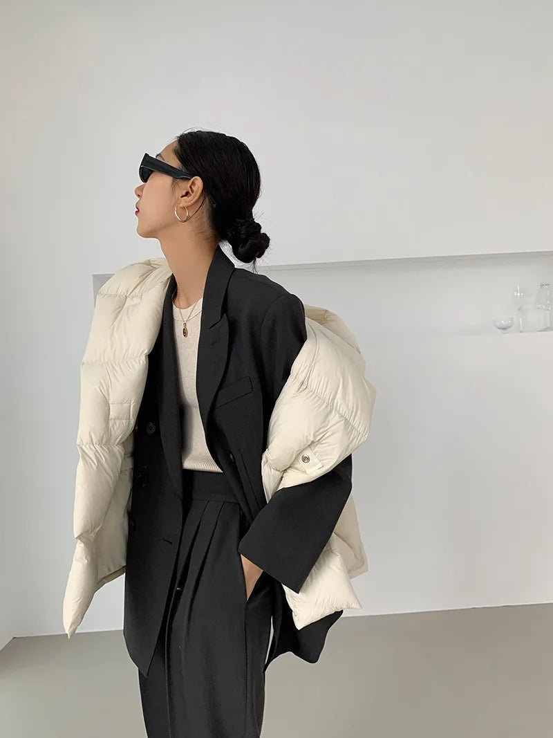 Hirsionsan Herbst Winter Koreanische Weiße Ente Unten Weste Frauen 2023 Neue Einfach Alle-spiel Mäntel FemaleSoft Warme Sleeveness Jacken