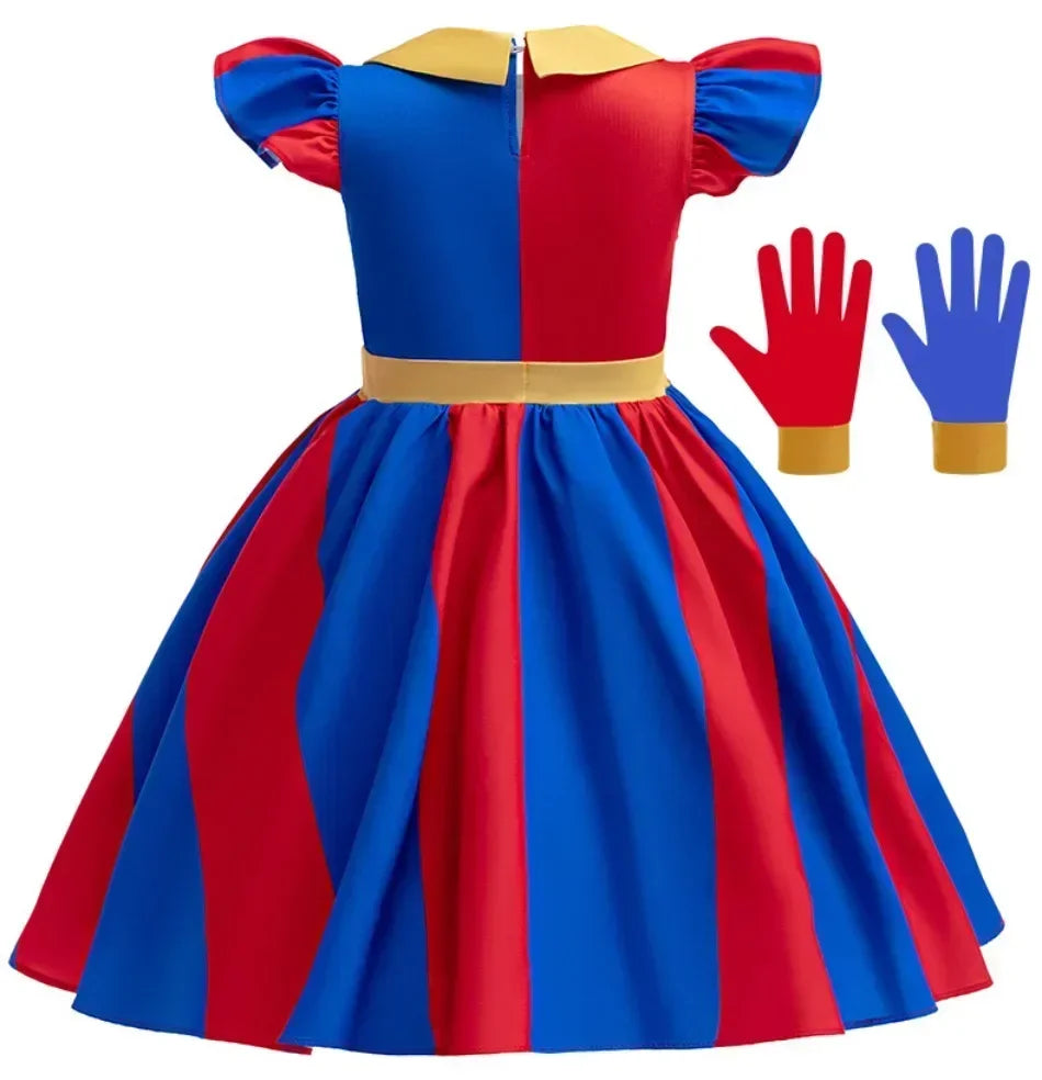 Mädchen Anime Cartoon Pomni Raghata Jax Caine Cosplay Kostüm erstaunliche digitale Zirkus Cosplay Clown Kind Overall Jungen Halloween Anzug.