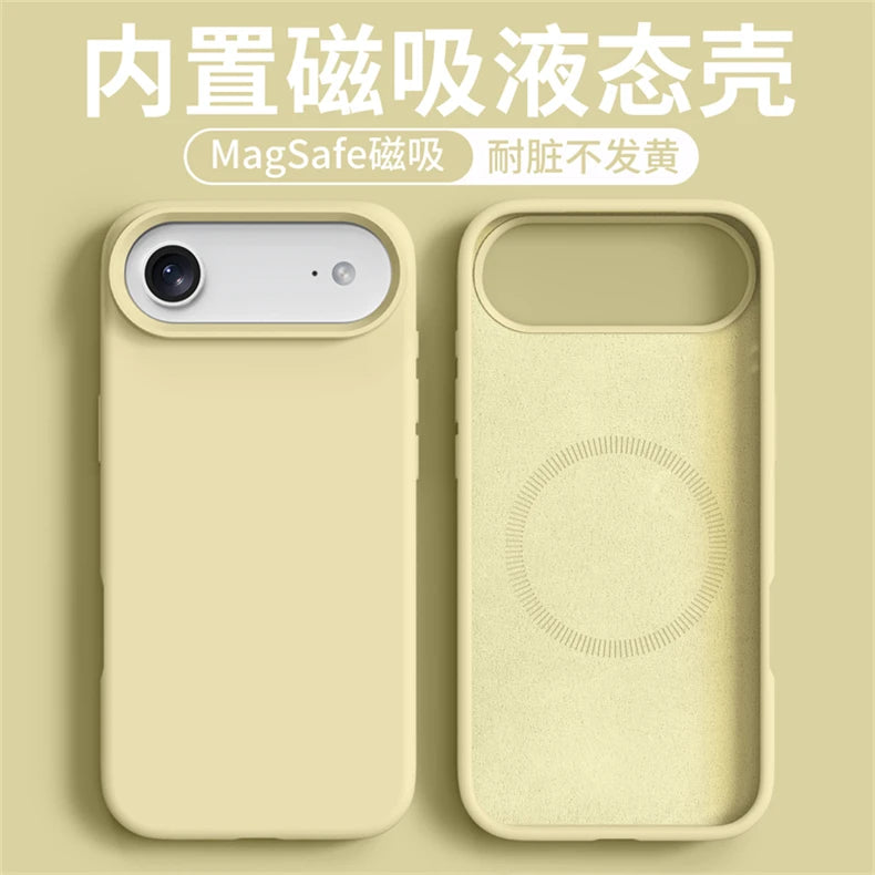 Magnetic Case For iPhone 17 Pro Max 17 Ari MagSafe Luxury Liquid Silicone Comfortable Feel Built in Flocking Protect Cover