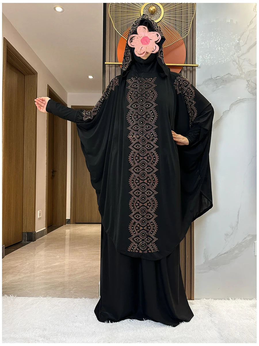 Two Piece Set Dress  Hijab Long Khimar Skirt Sets Islamic Niqab jilbab Women Eid Morocco Muslim Abaya Set Women Prayer Garment