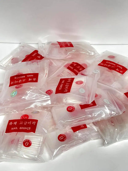 500/600pcs Long Pointed Fake Nail Tips Stiletto Half Cover French Acrylic UV Gel False Nail Extension Press On Nails Manic Tool.