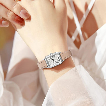 Fashion Rectangle Quartz Wrist Watch for Women Luxury Brand Roman Dial Leather Strap  Ladies Watches Clock.