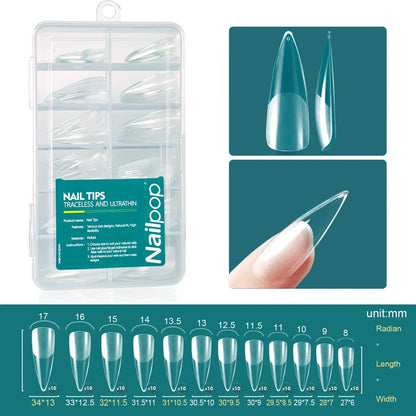 Nailpop 120pcs Acrylic Nails Fake Capsule Short Almond Coffin Square Artificial Nail Extension Soft Gel Tips Accessories Tools